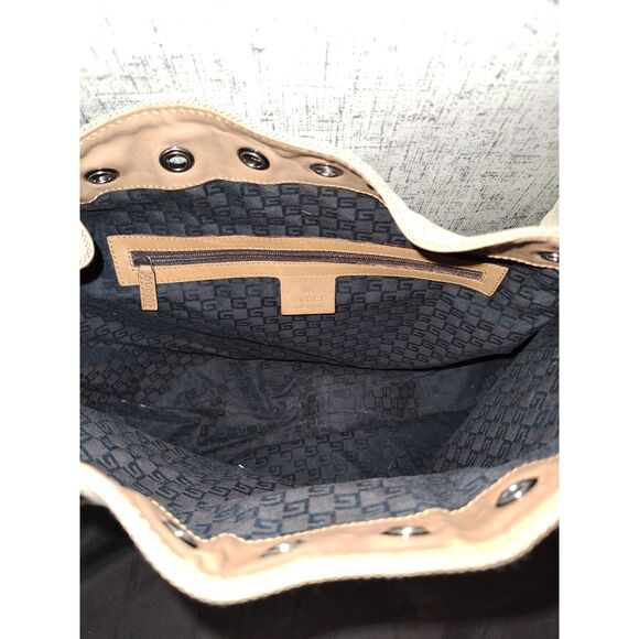 Gucci Linen and Leather Shoulder Bag - Picture 8 of 9